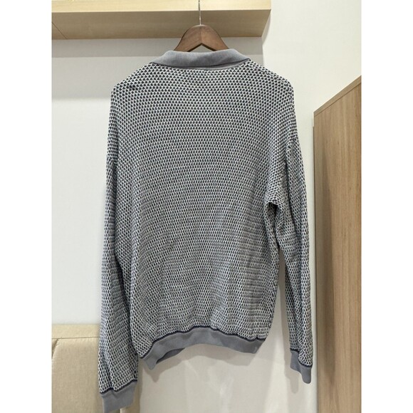 Beauty&Youth United Arrows Mens M Gray Textured Relaxed Jacquard Knit Polo - Picture 3 of 9